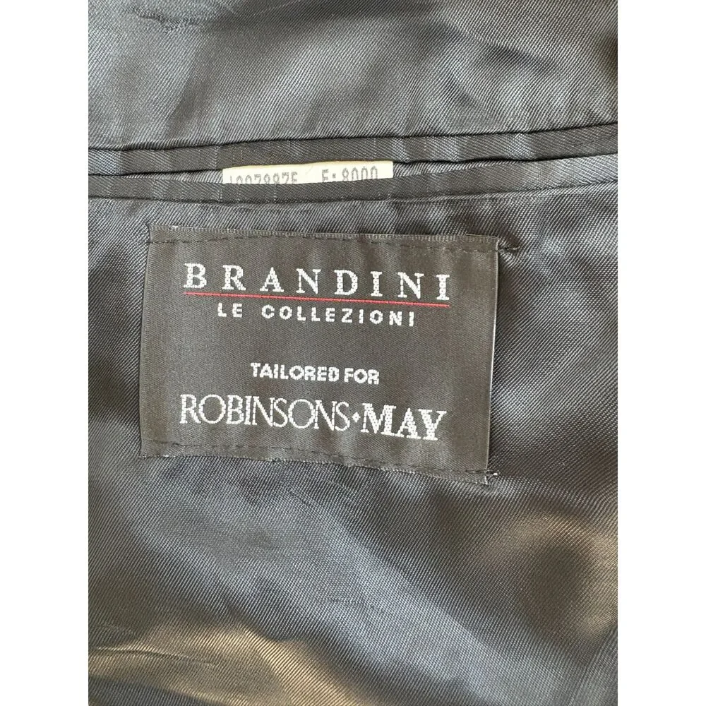 Brandini Le Collezioni Houndstooth Brown Pure Virgin Wool Blazer Sport Coat 44R